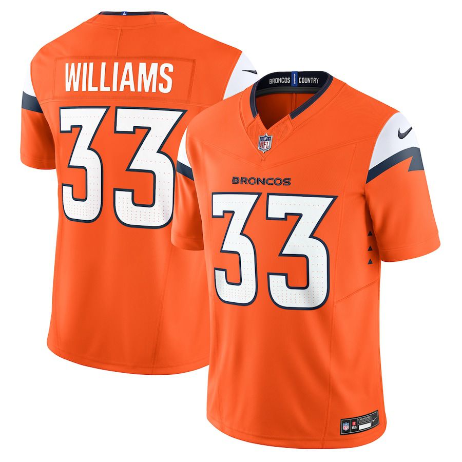 Men Denver Broncos 33 Javonte Williams Nike Orange Vapor F.U.S.E. Limited NFL Jersey
